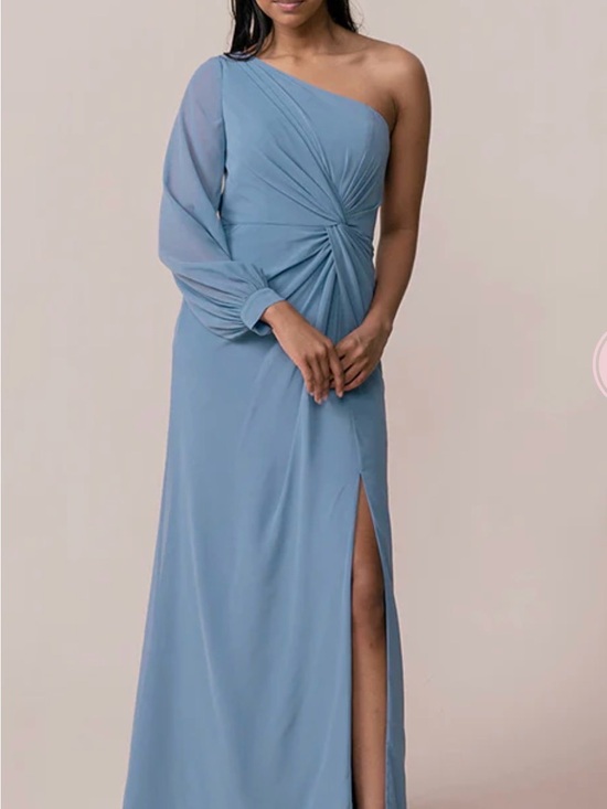Revelry Dresses & Skirts - Revelry One-Shoulder Romantic Blue Aurora Chiffon Gown